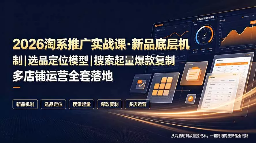 2026淘系推广实战课·新品底层机制｜选品定位模型｜搜索起量爆款复制多店铺运营全套落地教程网创项目-知识付费-在线课程-自媒体创业-网络副业-优利资源优利资源网