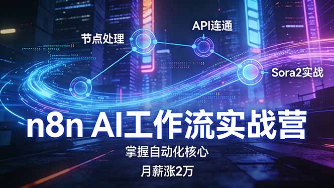 n8n AI工作流实战营，节点处理+API连通+Sora2实战，掌握自动化核心月薪涨2万网创项目-知识付费-在线课程-自媒体创业-网络副业-优利资源优利资源网