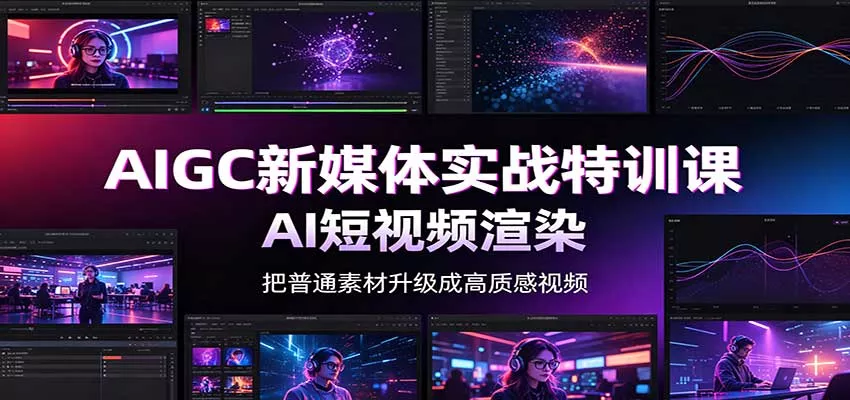 AIGC新媒体实战特训课：工具入门实操，AI短视频渲染，数字人商业视频制作网创项目-知识付费-在线课程-自媒体创业-网络副业-优利资源优利资源网