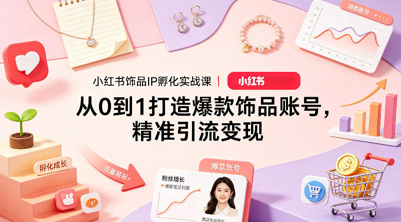 小红书饰品IP孵化实战课｜从0到1打造爆款饰品账号，精准引流变现网创项目-知识付费-在线课程-自媒体创业-网络副业-优利资源优利资源网