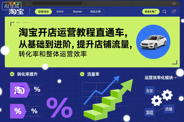 淘宝开店运营教程直通车，从基础到进阶，提升店铺流量，转化率和整体运营效率(更新11月)网创项目-知识付费-在线课程-自媒体创业-网络副业-优利资源优利资源网