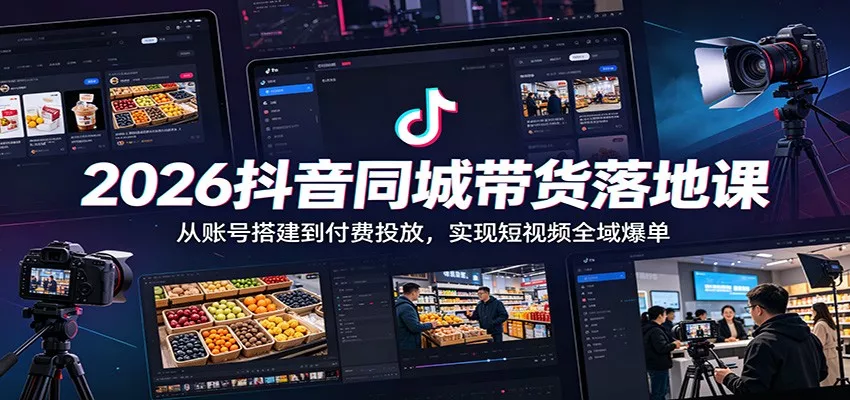 2026抖音同城带货落地课：从账号搭建到付费投放，实现短视频全域爆单网创项目-知识付费-在线课程-自媒体创业-网络副业-优利资源优利资源网
