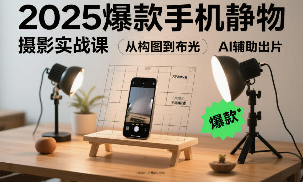 2025爆款手机静物摄影实战课，从构图到布光，不用贵设备，AI辅助出片网创项目-知识付费-在线课程-自媒体创业-网络副业-优利资源优利资源网