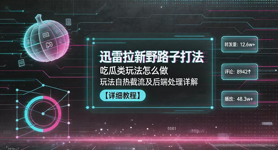 迅雷拉新野路子打法，吃瓜类玩法怎么做，玩法自热截流及后端处理详解网创项目-知识付费-在线课程-自媒体创业-网络副业-优利资源优利资源网