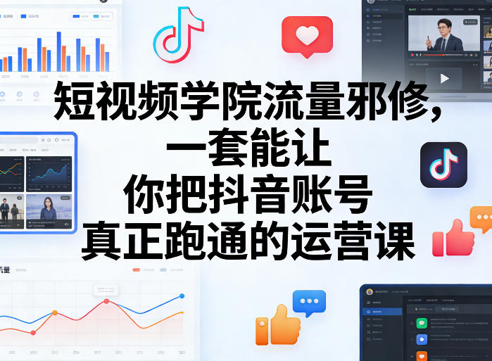 短视频学院流量邪修，一套能让你把抖音账号真正跑通的运营课网创项目-知识付费-在线课程-自媒体创业-网络副业-优利资源优利资源网