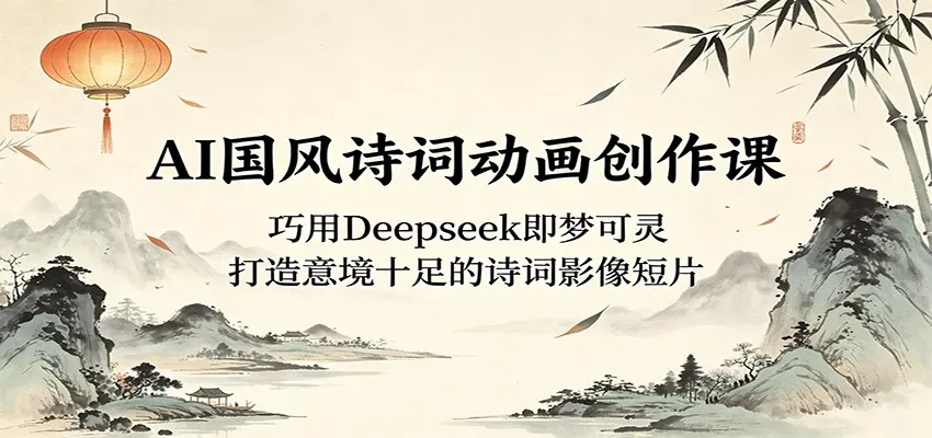 AI国风诗词动画创作课：巧用Deepseek即梦可灵，打造意境十足的诗词影像短片网创项目-知识付费-在线课程-自媒体创业-网络副业-优利资源优利资源网