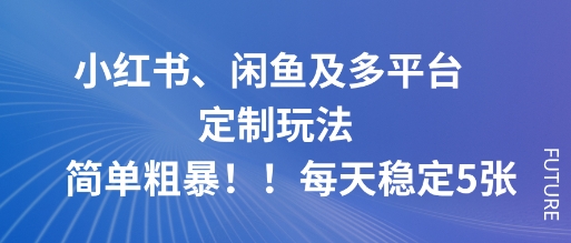 小红书、闲鱼及多平台定制玩法简单粗暴！每天稳定5张网创项目-知识付费-在线课程-自媒体创业-网络副业-优利资源优利资源网