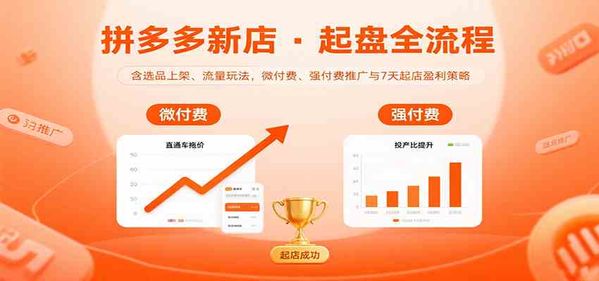 拼多多新店起盘全流程，含选品上架、流量玩法，微付费、强付费推广与7天起店盈利策略网创项目-知识付费-在线课程-自媒体创业-网络副业-优利资源优利资源网