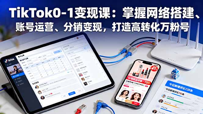 TikTok0-1变现课：掌握网络搭建、账号运营、分销变现，打造高转化万粉号网创项目-知识付费-在线课程-自媒体创业-网络副业-优利资源优利资源网