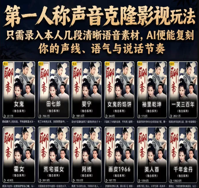 第一人称声音克隆影视玩法，只需录入本人几段清晰语音素材，AI便能复刻你的声线、语气与说话节奏网创项目-知识付费-在线课程-自媒体创业-网络副业-优利资源优利资源网