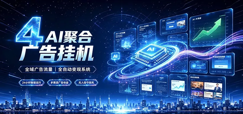 全域广告流量聚合，AI无人挂机稳赚佣金，打造长期稳定被动收入副业网创项目-知识付费-在线课程-自媒体创业-网络副业-优利资源优利资源网