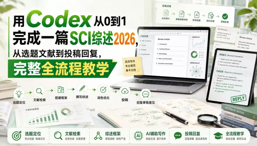 用Codex从0到1完成一篇SCI综述2026，从选题文献到投稿回复，完整全流程教学网创项目-知识付费-在线课程-自媒体创业-网络副业-优利资源优利资源网