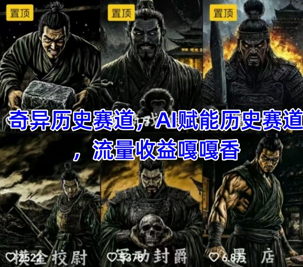 抖音奇异历史赛道，AI赋能历史赛道，流量收益嘎嘎香，狂撸伙伴计划网创项目-知识付费-在线课程-自媒体创业-网络副业-优利资源优利资源网