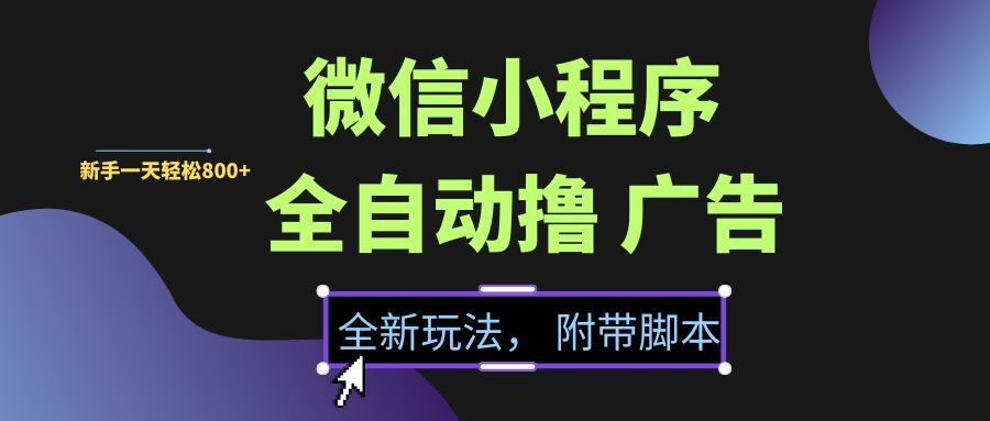 （15134期）微信小程序挂机撸广告，全新玩法，新手一天轻松800+【附带脚本】网创项目-知识付费-在线课程-自媒体创业-网络副业-优利资源优利资源网