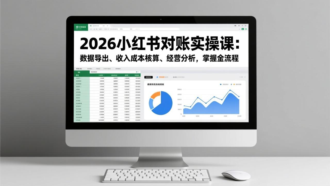 2026小红书对账实操课：数据导出、收入成本核算、经营分析，掌握全流程网创项目-知识付费-在线课程-自媒体创业-网络副业-优利资源优利资源网