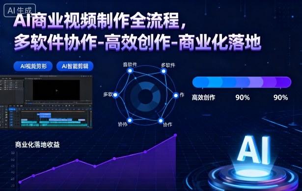AI商业视频制作全流程，多软件协作-高效创作-商业化落地网创项目-知识付费-在线课程-自媒体创业-网络副业-优利资源优利资源网