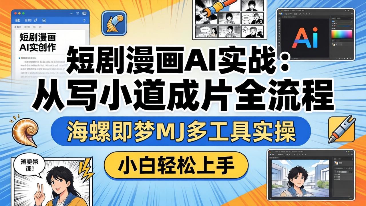 短剧漫画AI实战：从写小说到成片全流程，海螺即梦MJ多工具实操，小白轻松上手网创项目-知识付费-在线课程-自媒体创业-网络副业-优利资源优利资源网