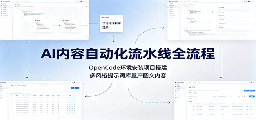 AI内容自动化流水线全流程：OpenCode环境安装项目搭建，多风格提示词库量产图文内容网创项目-知识付费-在线课程-自媒体创业-网络副业-优利资源优利资源网