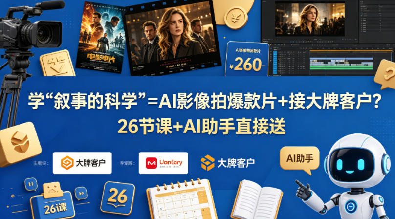 学《叙事的科学》=AI影像拍爆款片+接大牌客户？26节课+AI助手直接送【原创双语字幕】网创项目-知识付费-在线课程-自媒体创业-网络副业-优利资源优利资源网
