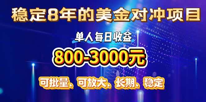 （15782期）稳定8年的美金对冲创业项目，单人每日收益800-3000，小众暴力项目网创项目-知识付费-在线课程-自媒体创业-网络副业-优利资源优利资源网