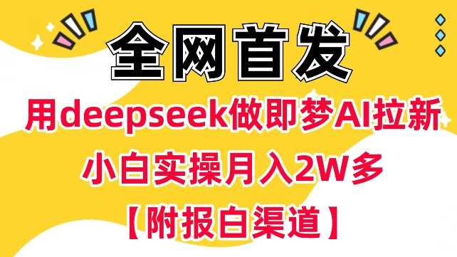 用deepseek做即梦Ai拉新 小白实操月入过W+【附报白渠道】网创项目-知识付费-在线课程-自媒体创业-网络副业-优利资源优利资源网