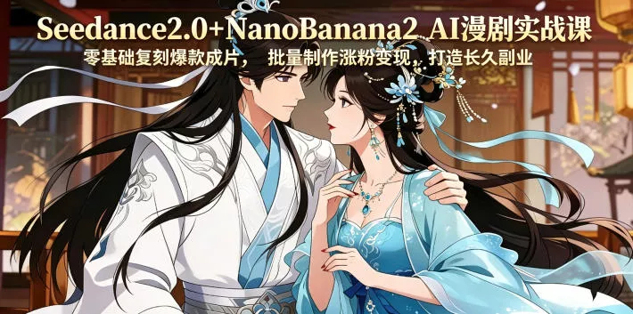 Seedance2.0+NanoBanana2 AI漫剧实战课，零基础复刻爆款成片涨粉变现，打造长久副业收益网创项目-知识付费-在线课程-自媒体创业-网络副业-优利资源优利资源网