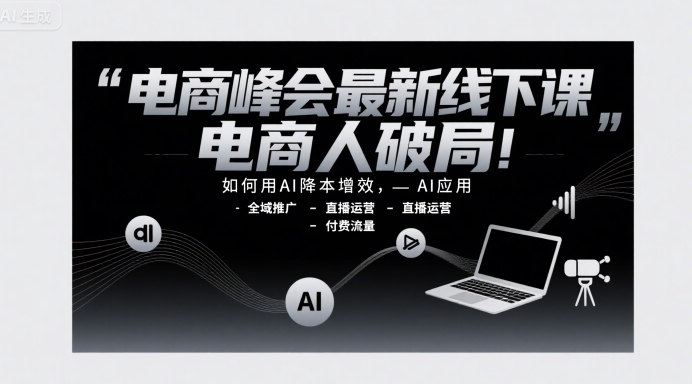 电商峰会最新线下课，电商人破局，如何用AI降本增效，AI应用-全域推广-直播运营-付费流量网创项目-知识付费-在线课程-自媒体创业-网络副业-优利资源优利资源网