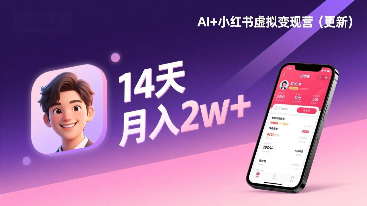 （17275期）AI+小红书虚拟变现营（更新），14天掌握选品、笔记、成交，打造自动化月入2w+事业网创项目-知识付费-在线课程-自媒体创业-网络副业-优利资源优利资源网