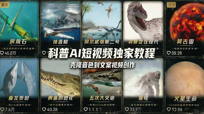 科普造物主AI短视频独家教程：从软件安装、壳隆音色到文案视频创作，零基础快速做爆款网创项目-知识付费-在线课程-自媒体创业-网络副业-优利资源优利资源网