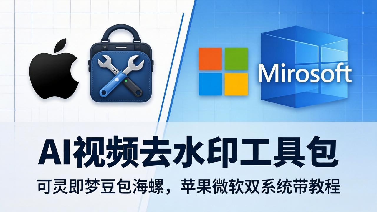 AI视频去水印工具包：可灵即梦豆包海螺，苹果微软双系统带教程网创项目-知识付费-在线课程-自媒体创业-网络副业-优利资源优利资源网