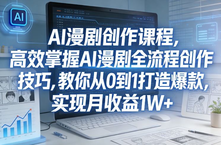 某社群AI漫剧创作课程，高效掌握AI漫剧全流程创作技巧，教你从0到1打造爆款，实现月收益1W+网创项目-知识付费-在线课程-自媒体创业-网络副业-优利资源优利资源网