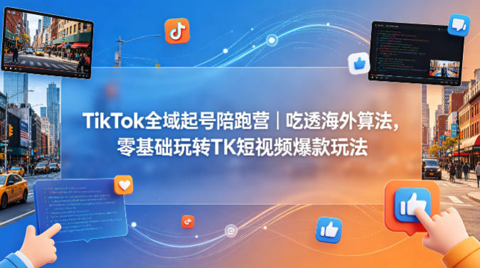 TikTok全域起号陪跑营｜吃透海外算法，零基础玩转TK短视频爆款玩法网创项目-知识付费-在线课程-自媒体创业-网络副业-优利资源优利资源网