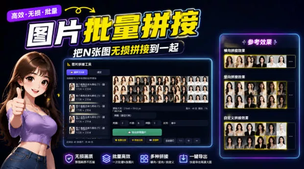 图片批量拼接，把N张图无损拼接到一起，支持横向、竖向、自定义等功能网创项目-知识付费-在线课程-自媒体创业-网络副业-优利资源优利资源网
