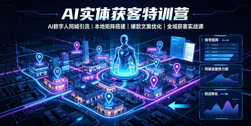 AI实体获客特训营｜AI数字人同城引流、本地矩阵搭建、爆款文案优化全域获客实战课网创项目-知识付费-在线课程-自媒体创业-网络副业-优利资源优利资源网
