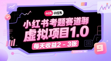 小红书考题赛道虚拟项目1.0，项目操作简单，每天收益2-3张网创项目-知识付费-在线课程-自媒体创业-网络副业-优利资源优利资源网