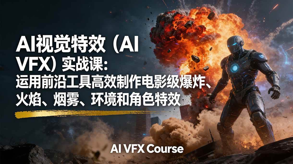 （17212期）AI视觉特效（AI VFX）实战课：运用前沿工具高效制作电影级爆炸、火焰、烟雾、环境和角色特效网创项目-知识付费-在线课程-自媒体创业-网络副业-优利资源优利资源网