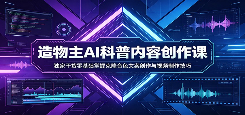 AI科普内容创作课：独家干货零基础掌握克隆音色文案创作与视频制作技巧网创项目-知识付费-在线课程-自媒体创业-网络副业-优利资源优利资源网