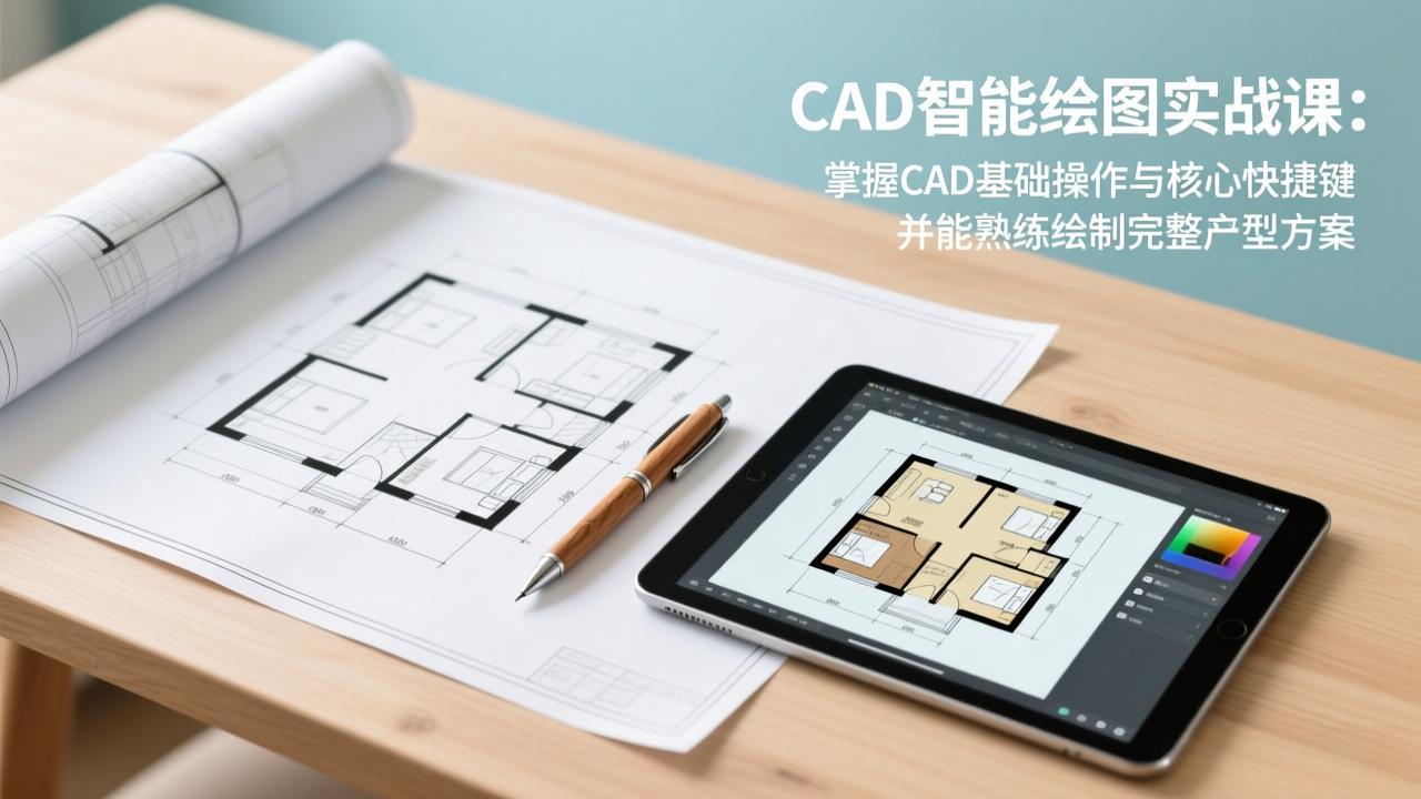 CAD智能绘图实战课：掌握CAD基础操作与核心快捷键，并能熟练绘制完整户型方案网创项目-知识付费-在线课程-自媒体创业-网络副业-优利资源优利资源网