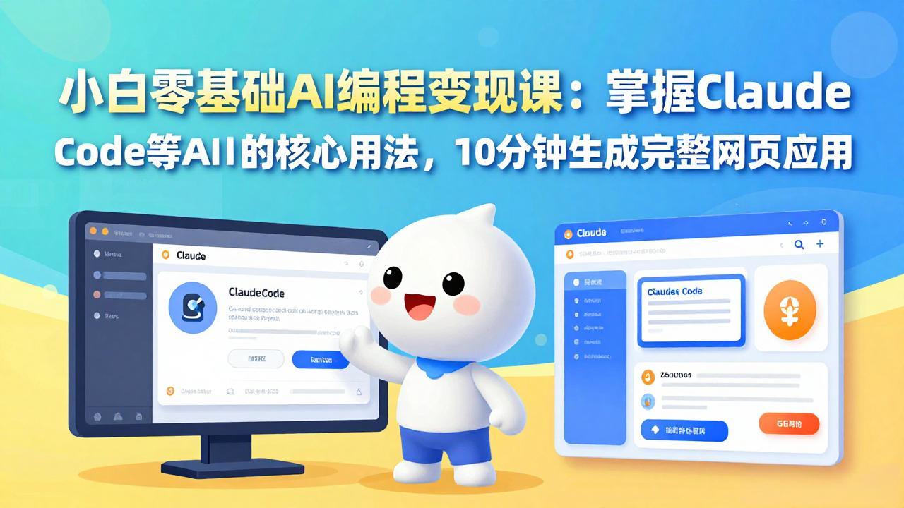 小白零基础AI编程变现课：掌握Claude Code等AI工具的核心用法，10分钟生成完整网页应用网创项目-知识付费-在线课程-自媒体创业-网络副业-优利资源优利资源网