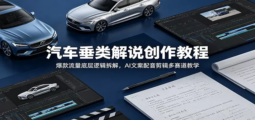 汽车垂类解说创作教程：爆款流量底层逻辑拆解，AI文案配音剪辑多赛道教学网创项目-知识付费-在线课程-自媒体创业-网络副业-优利资源优利资源网