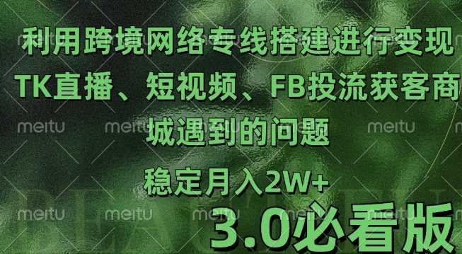 利用跨境电商网络及搭建TK直播、短视频、FB投流获客以及商城遇到的问题进行变现3.0必看版【揭秘】网创项目-知识付费-在线课程-自媒体创业-网络副业-优利资源优利资源网