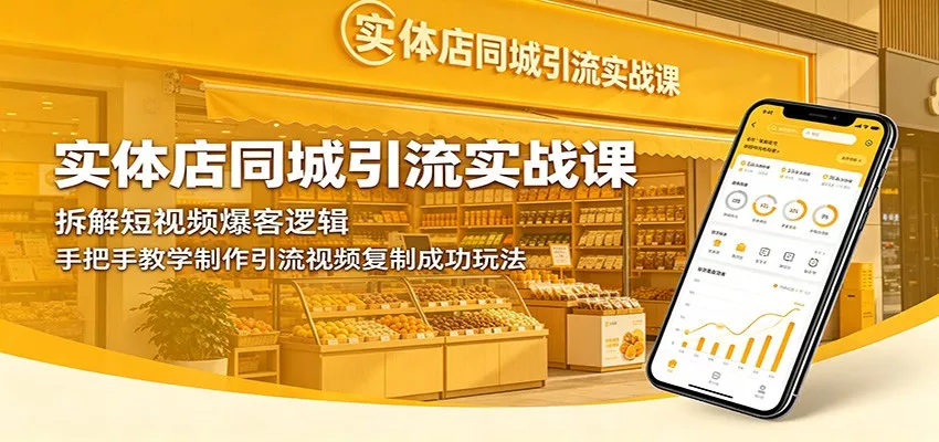实体店同城引流实战课：拆解短视频爆客逻辑，手把手教学制作引流视频复制成功玩法网创项目-知识付费-在线课程-自媒体创业-网络副业-优利资源优利资源网