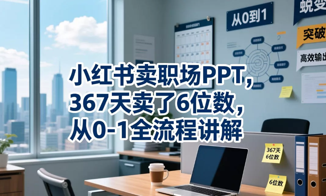 小红书卖职场PPT，367天卖了6位数，从0-1全流程讲解网创项目-知识付费-在线课程-自媒体创业-网络副业-优利资源优利资源网