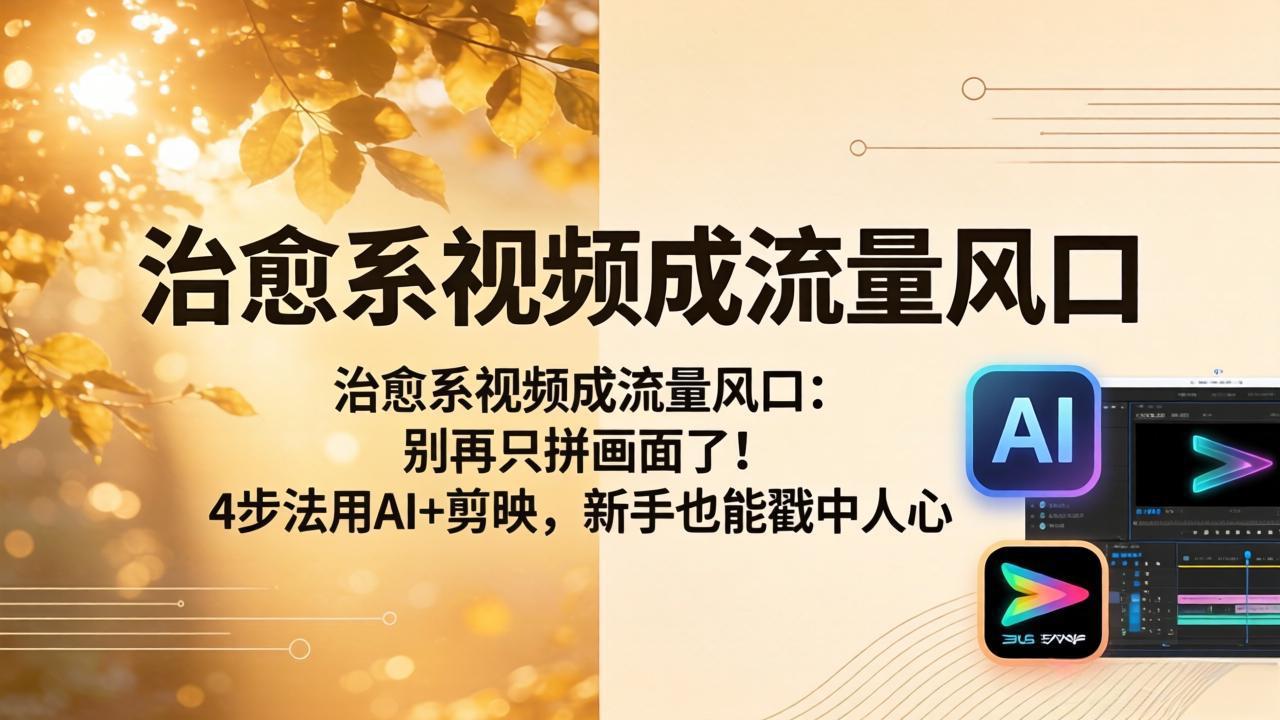 治愈系视频成流量风口：别再只拼画面了！4步法用AI+剪映，新手也能戳中人心网创项目-知识付费-在线课程-自媒体创业-网络副业-优利资源优利资源网