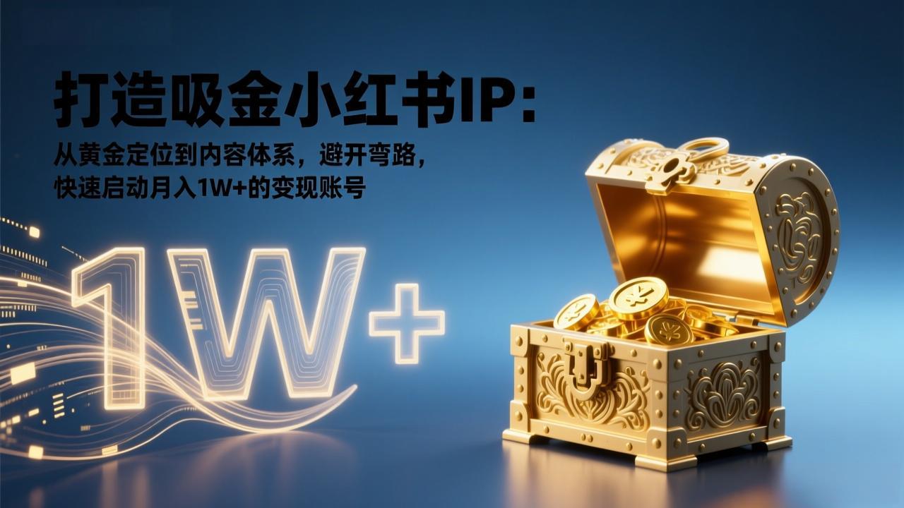 打造吸金小红书IP：从黄金定位到内容体系，避开弯路，快速启动月入1W+的变现账号网创项目-知识付费-在线课程-自媒体创业-网络副业-优利资源优利资源网