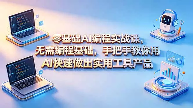 零基础AI编程实战课-更新，无需编程基础，手把手教你用AI快速做出实用工具产品网创项目-知识付费-在线课程-自媒体创业-网络副业-优利资源优利资源网