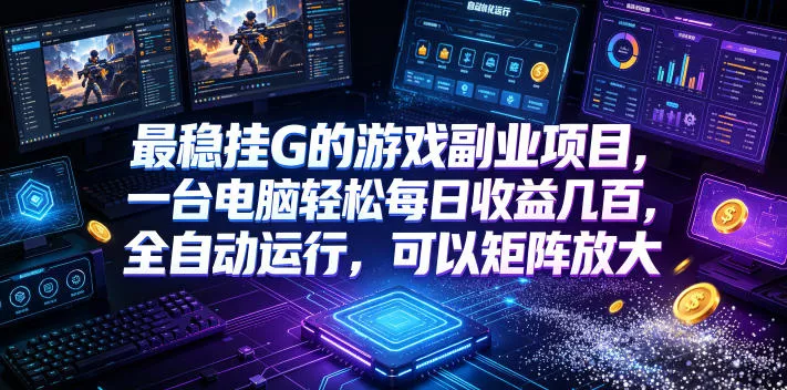 最稳挂G的游戏副业项目，一台电脑轻松每日收益几百，全自动运行，可以矩阵放大【揭秘】网创项目-知识付费-在线课程-自媒体创业-网络副业-优利资源优利资源网