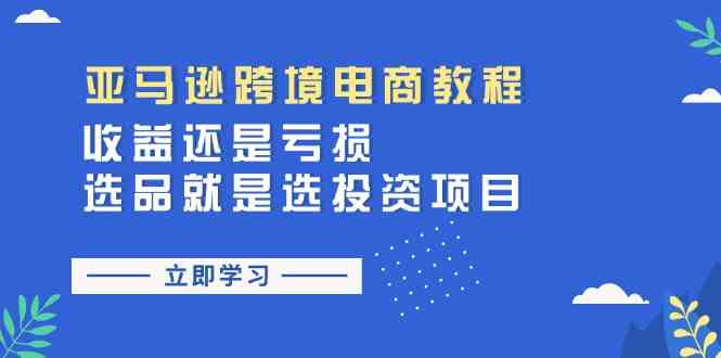 亚马逊跨境电商教程：收益还是亏损！选品就是选投资项目网创项目-知识付费-在线课程-自媒体创业-网络副业-优利资源优利资源网