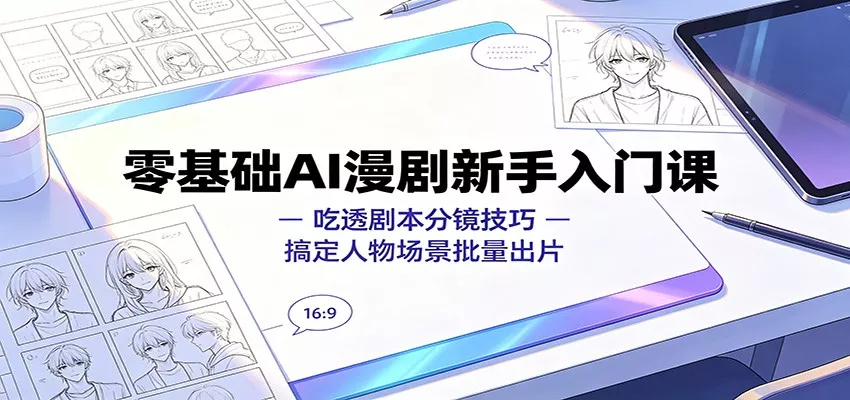 零基础AI漫剧新手入门课：吃透剧本分镜技巧，搞定人物场景批量出片网创项目-知识付费-在线课程-自媒体创业-网络副业-优利资源优利资源网