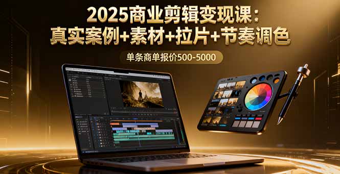 2025商业剪辑变现课：真实案例+素材+拉片+节奏调色，单条商单报价500-5000网创项目-知识付费-在线课程-自媒体创业-网络副业-优利资源优利资源网